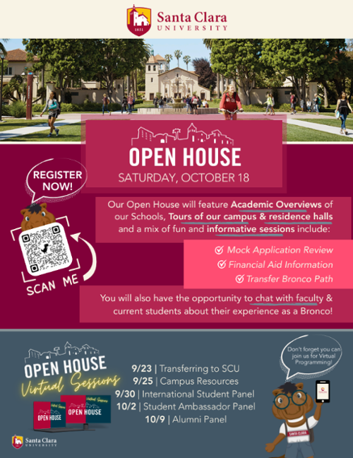 Open House Info for Santa Clara University